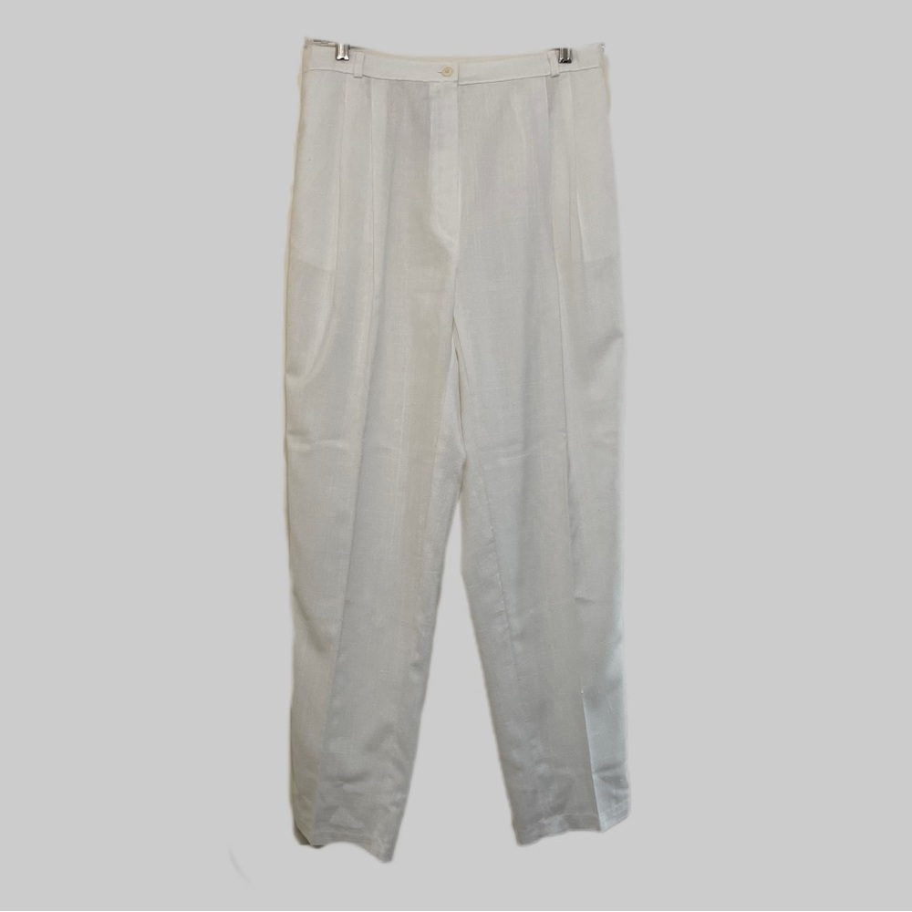 Vintage Worthington White High-waisted Linen Pants Sz 32